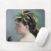 Porträt eines Mädchens, das einen Spatzen hält Mousepad (Mit Mouse)
