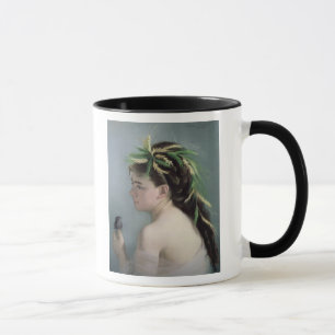 Porträt eines Mädchens, das einen Spatzen hält Tasse