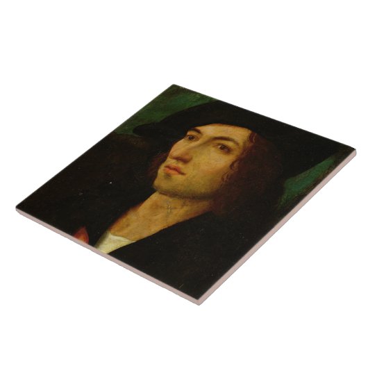 Porträt eines Mannes, 1506 (Öl auf Platte) Fliese (Seite)