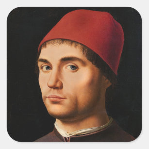 Porträt eines Mannes, c.1475 Quadratischer Aufkleber