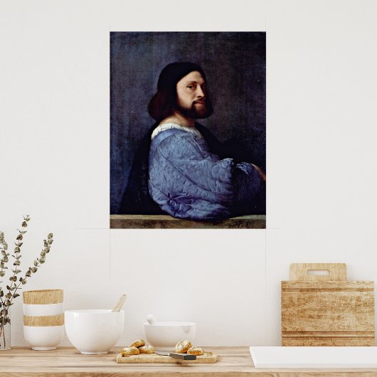 Porträt eines Mannes (L'Ariosto) von Tiziano Vecel Poster (Küche)