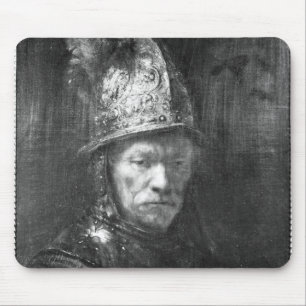 Porträt eines Mannes mit einem goldenen Sturzhelm Mousepad