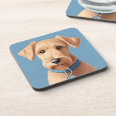 Porträt eines Niedlichen Hundes mit blauem Collar Getränkeuntersetzer (Linke Seite)