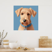 Porträt eines Niedlichen Hundes mit blauem Collar Poster (Küche)
