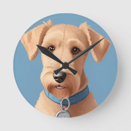 Porträt eines Niedlichen Hundes mit blauem Collar Runde Wanduhr
