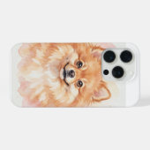 Porträt eines Pomeranian in Wasserfarbe iPhone Hülle (Rückseite (Horizontal))