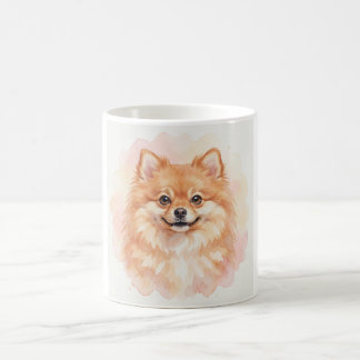 Porträt eines Pomeranian in Wasserfarbe Kaffeetasse