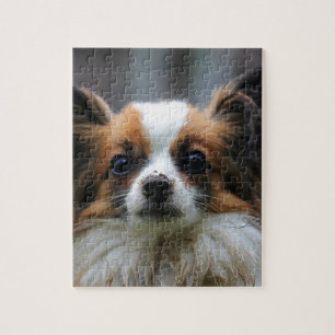Porträt eines reinrassigen Papillon-Hundes Puzzle