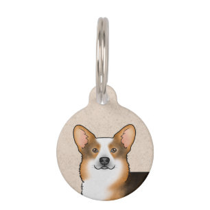 Porträt eines rothaarigen Pembroke Welsh Corgi Hun Haustiermarke