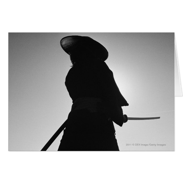 Porträt eines Samurai-Kriegers, der eine Klinge (Vorderseite (Horizontal))