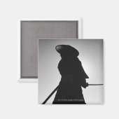 Porträt eines Samurai-Kriegers mit einem Schwert Magnet (Vorderseite/Rückseite)