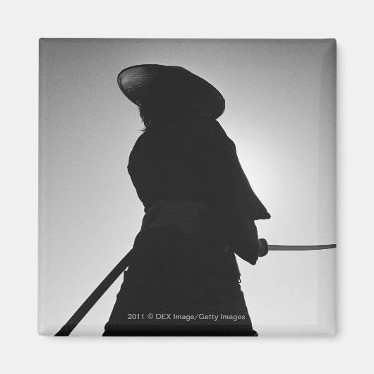 Porträt eines Samurai-Kriegers mit einem Schwert Magnet (Vorne)