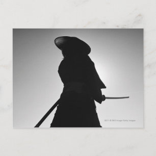 Porträt eines Samurai-Kriegers mit einem Schwert Postkarte