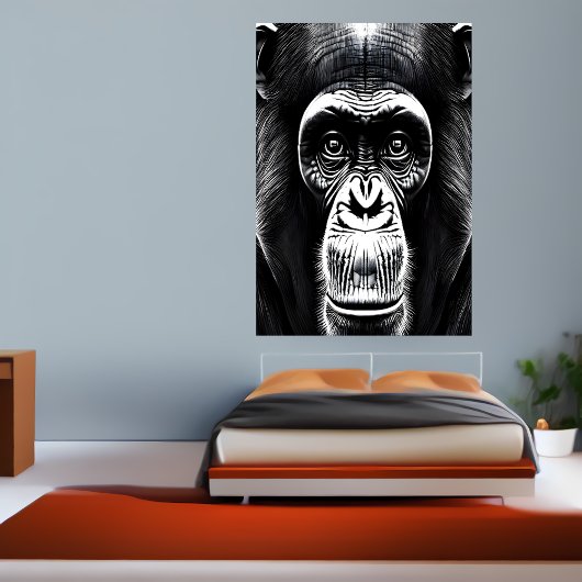 Porträt eines Schimpansen | AI Art Poster