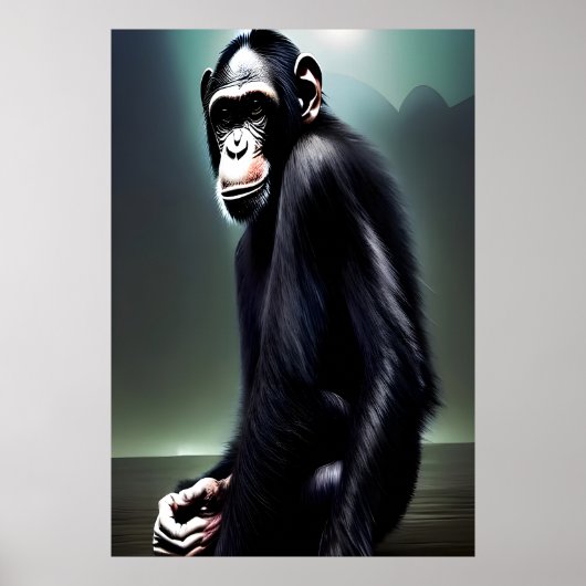 Porträt eines sitzenden Schimpansen | AI Art Poste Poster (Vorne)