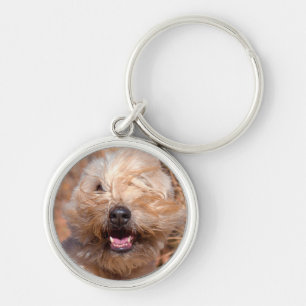 Porträt eines Soft Coated Wheaten Terrier Schlüsselanhänger