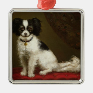 Porträt eines Spaniel Silbernes Ornament