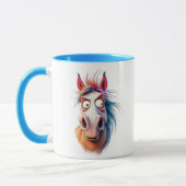 Porträt eines verrückten Pferdes. Tasse (Links)