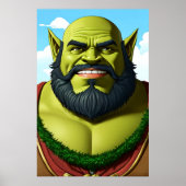 Porträt eines Zwergwanzes mit Bart | Art der AI Poster (Vorne)