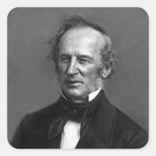 Porträt Flottenadmiral-Cornelius Vanderbilt circa Quadratischer Aufkleber