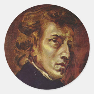 Porträt Frederic Chopin durch Eugene Delacroix Runder Aufkleber