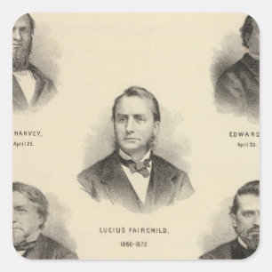 Porträt-Gouverneure von Wisconsin Louis P Harvey Quadratischer Aufkleber