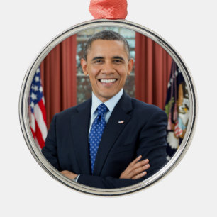 Porträt im Ovalen Amtssitz, Obama Barack US-Präsid Ornament Aus Metall