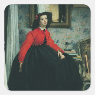 Porträt James Tissots von Fräulein. L.L. 1864 Quadratischer Aufkleber