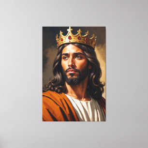 Porträt Jesu mit einer goldenen Krone Leinwanddruck