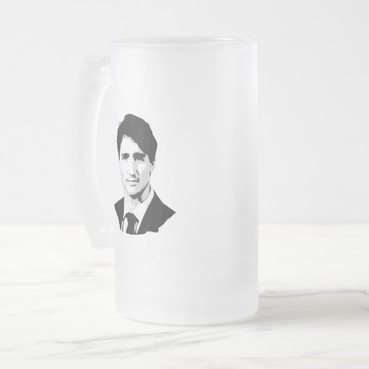 Porträt Justin Trudeau Mattglas Bierglas (Vorderseite Links)