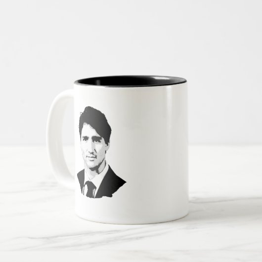 Porträt Justin Trudeau Zweifarbige Tasse (Vorderseite Links)