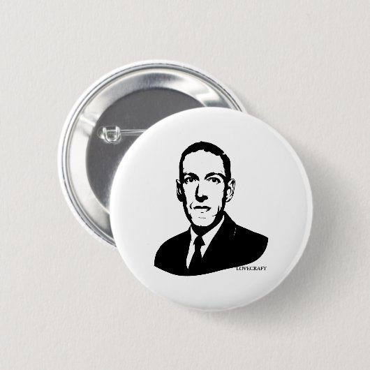 Porträt-Knopf HPs Lovecraft Button (Vorne & Hinten)
