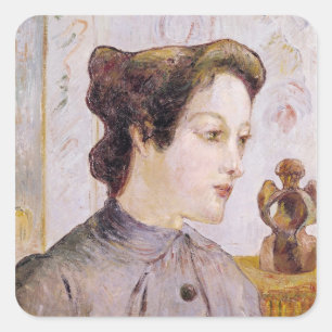 Porträt Paul Gauguins einer jungen Frau, 1886 Quadratischer Aufkleber