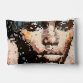Porträt Pixel Art vibrierende Kunst Zubehörtasche (Rückseite)