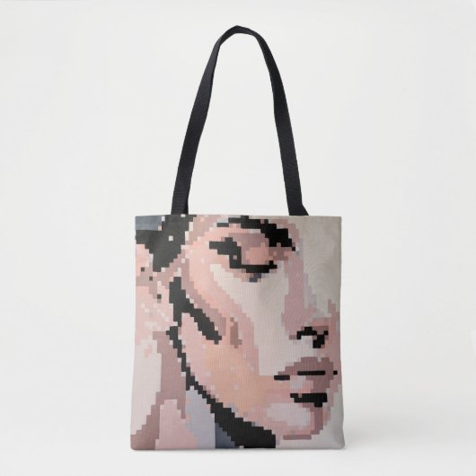 Porträt Pixel Doux mit schweigendem Zitat Tasche (Vorderseite)