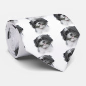 Porträt Shih Tzu (Schwarzweiss) Krawatte (Gerollt)