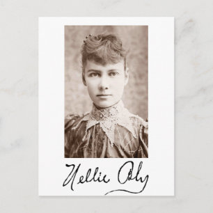 Porträt und Unterschrift von Nellie Bly Postkarte