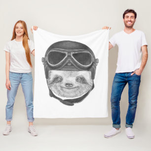 Porträt Vintagen des Sturzhelms des Sloth- Fleecedecke