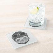 Porträt Vintagen des Sturzhelms des Sloth-| Glasuntersetzer (Schrägansicht)