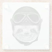 Porträt Vintagen des Sturzhelms des Sloth-| Glasuntersetzer (Rückseite)