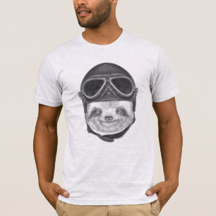 Porträt Vintagen des Sturzhelms des Sloth- T-Shirt