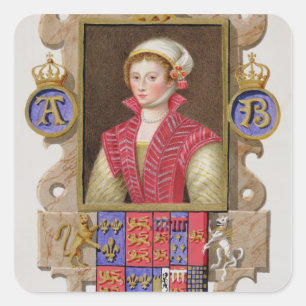 Porträt von (1507-36) 2. Königin Anne Boleyn Hen Quadratischer Aufkleber