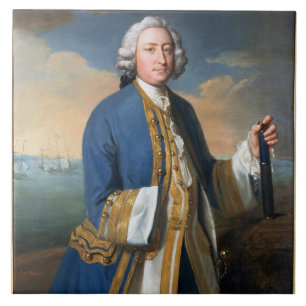 Porträt von (1709-87) Holding Kapitän-David Brod Fliese