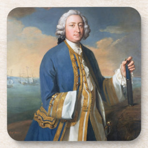 Porträt von (1709-87) Holding Kapitän-David Brod Getränkeuntersetzer