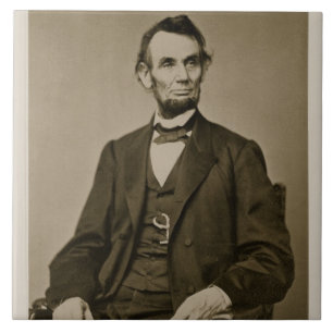 Porträt von Abraham Lincoln (1809-65) (b/w Foto) Fliese