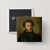 Porträt von Alexander Pushkin, 1827 Button (Vorne & Hinten)