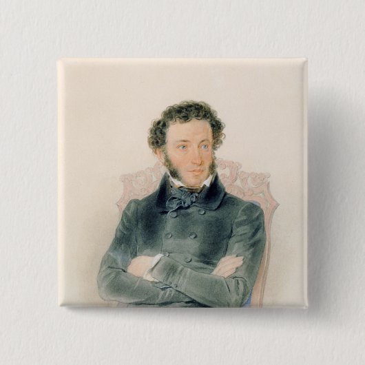 Porträt von Alexander Pushkin 1836 Button (Vorderseite)