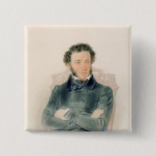 Porträt von Alexander Pushkin 1836 Button