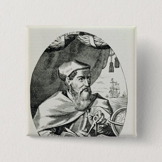 Porträt von Amerigo Vespucci Button (Vorderseite)