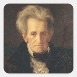 Porträt von Andrew Jackson Quadratischer Aufkleber